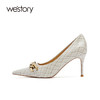 westory高跟鞋女春季新款尖头细跟婚鞋新娘鞋宴会52631 商品缩略图1