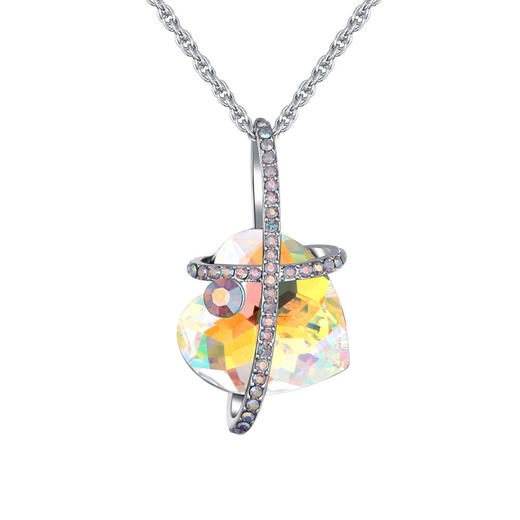 noidentity 超闪水晶十字架爱心精致锁骨链简约项链女情人节限定 商品图4