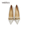westory高跟鞋女春季新款尖头细跟婚鞋新娘鞋宴会52631 商品缩略图3