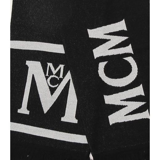 MCM 男女同款秋冬新品保暖黑色羊毛混纺长流苏围巾丝巾 MEFAAMM05-13190161 商品图4