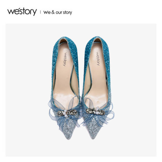westory2020春季新品尖头璀璨钻饰细跟高跟鞋女W29AE50068 商品图3