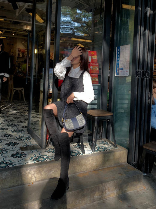 coach swinger麻将包腋下包-蓝色/酒红 商品图5