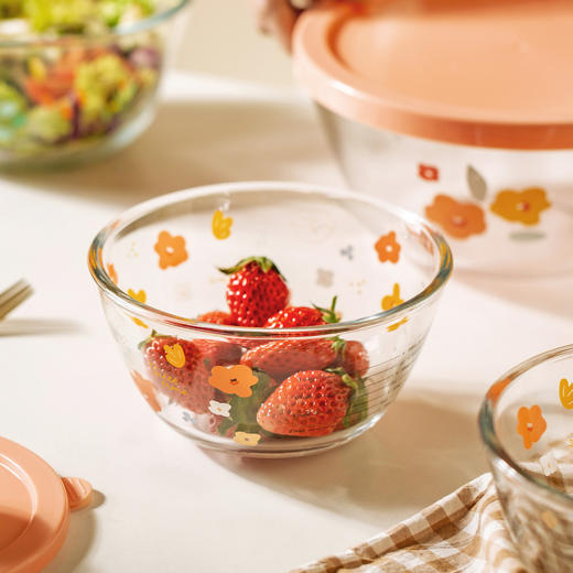 摩登主妇玻璃和面盆小清新耐高温玻璃带盖带刻度奶油打发盆打蛋盆 商品图2
