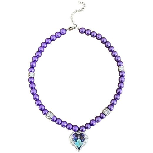 no dentity 原创设计复古镶钻水晶爱心紫色珍珠千禧y2k项链锁骨链 商品图4