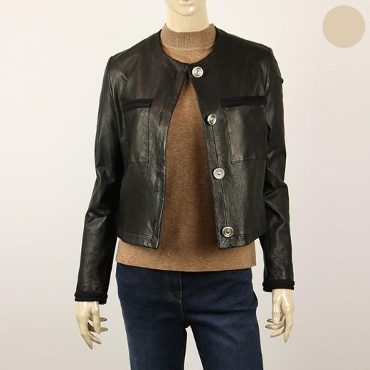 Ecolie   无领纽扣装饰羊皮短外套JPY带授权招加盟代理 商品图0