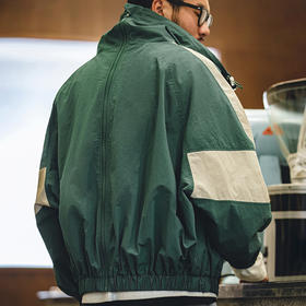 马登工装美式复古宽松可拆卸双拉链夹克春季短款拼色字母外套男潮