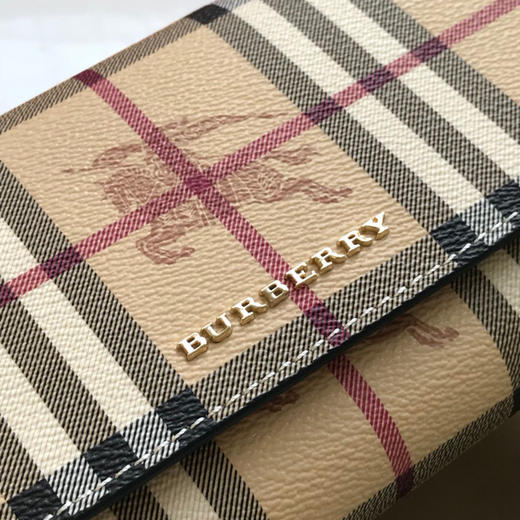 格纹拼皮革斜背包-黑色 商品图4