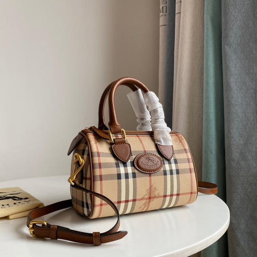 B家中古战马格子波士顿枕头包 商品图1