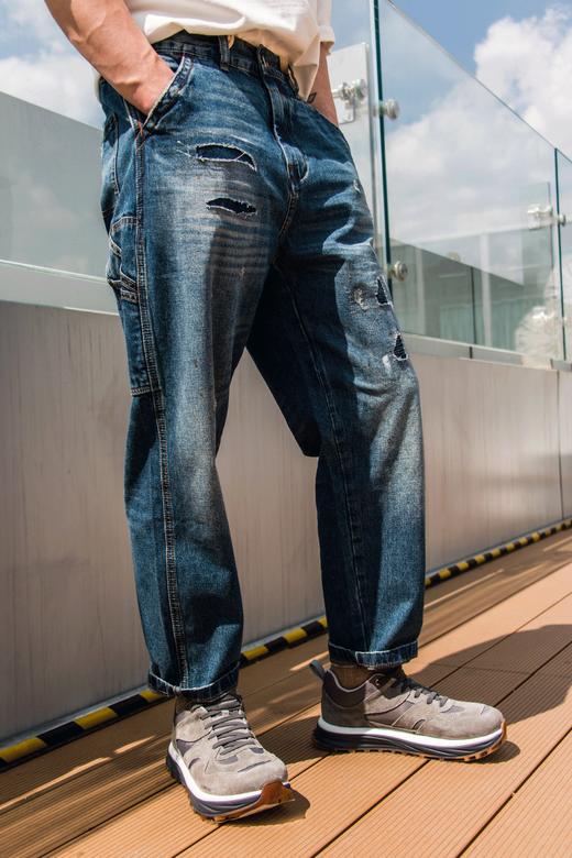 DEC B119331349 男士纯棉牛仔裤宽松蓝色牛仔裤 商品图0