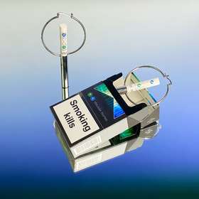 Smoking Kills 概念设计美金烟管hoop耳环简约中性未来感情侣耳圈