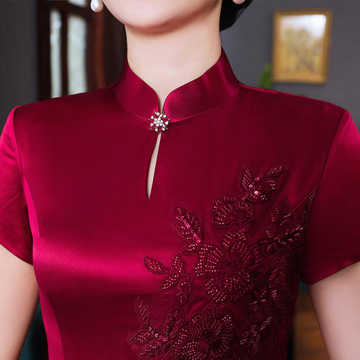 上海旗袍厂TZRY-21002品质款生产加工2021新款改良喜婆婆连衣裙喜庆质感旗袍连衣裙 商品图2