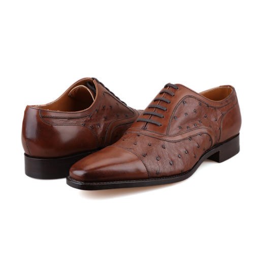 断码特价40.5码——英国原产男士三接头牛津正装鞋BRAHMS 勃拉姆斯-棕褐色鸵鸟皮/小牛皮 商品图10