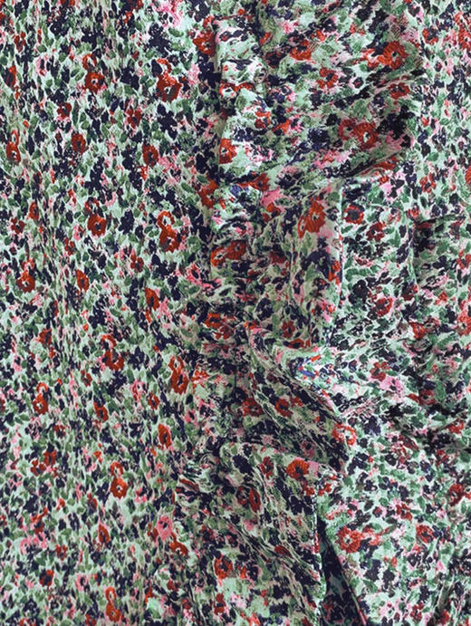 TYNVIE 立体花边装饰开衩提花半裙 - 绿色 商品图4