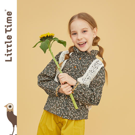 littletime童装钩花森系马甲 2021春装新款镂空单排扣针织上衣 商品图1