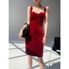 惊艳丝绒，面料控女人味，紧身开叉连衣裙#SS2124 商品缩略图0