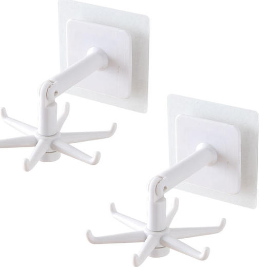 「5只装」 折叠旋转多功能挂钩 免打孔无痕架厨房粘钩， 商品图10