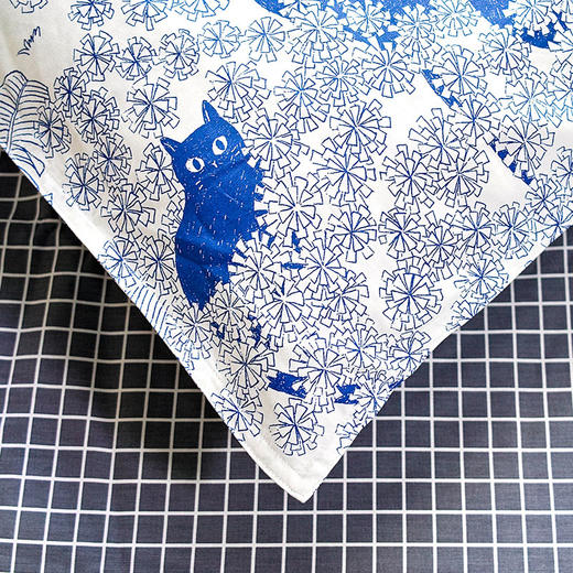 【幸运土猫】蓝印喵如茉全棉纯棉猫三四件套件柔软被套原创设计 商品图5