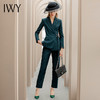 IWY/墨绿色格纹西装系带西服套装女修身显瘦收腰时尚气质女神商务正装CP1091 商品缩略图0