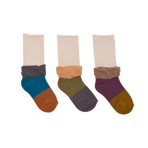 littletime童装荷叶花边中筒袜 2020冬新款撞色莫兰迪棉袜直筒 商品图4