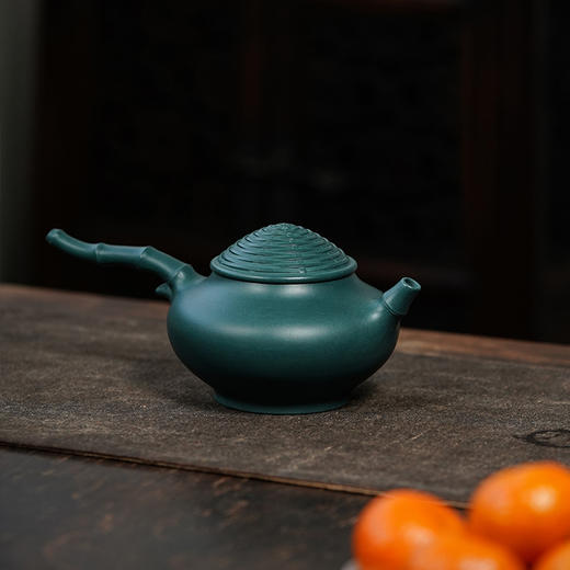 龙德堂陶艺 徐飞制《竹笠》苏门答腊青 250cc (库存请咨询客服) 商品图0