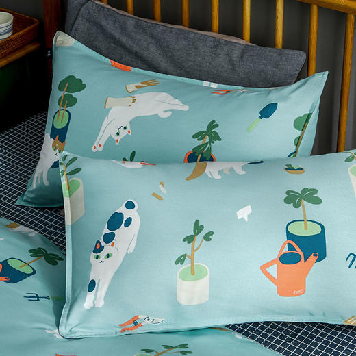 【幸运土猫】园艺喵如茉全棉纯棉猫三四件套件柔软被套原创设计 商品图5