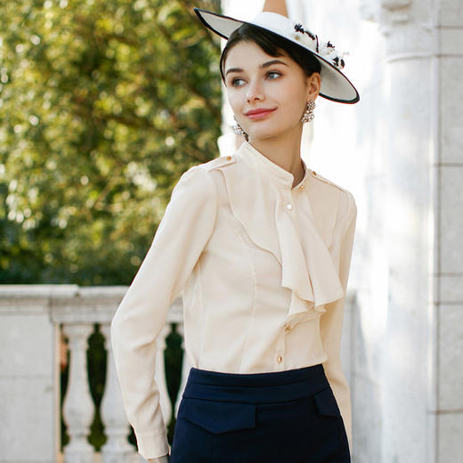 IWY/藏青色修身荷叶边显瘦西装套裙名媛气质职业装CS220 商品图4