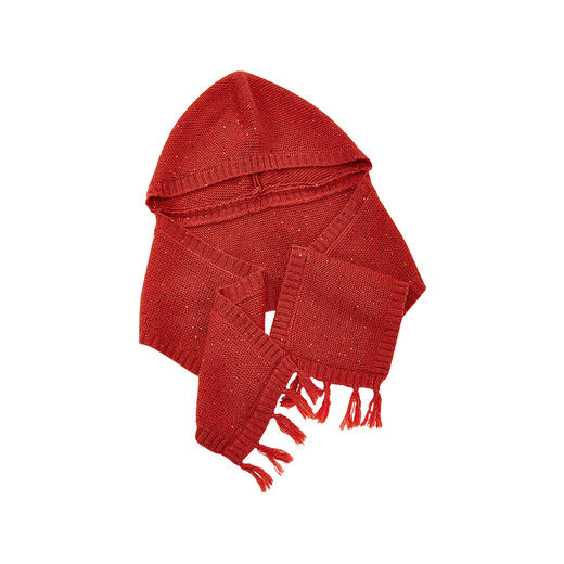 littletime童装连帽围巾 2020冬新款橘红可爱中长款围巾保暖 商品图4