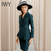 IWY/墨绿色格纹系带职业装西装套裙女修身显瘦收腰时尚气质名媛工作服CS1091 商品缩略图1