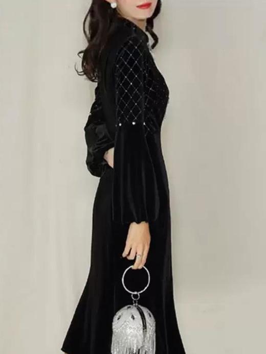 槿爷东方 高端定制丝绒连衣裙 商品图1