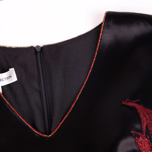 QE85C斯尔丽瑟俪2021年春季上新V领贴花连衣裙 商品图3