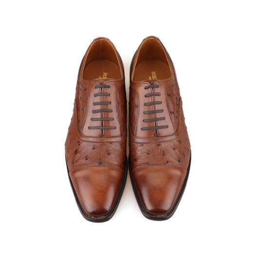 断码特价40.5码——英国原产男士三接头牛津正装鞋BRAHMS 勃拉姆斯-棕褐色鸵鸟皮/小牛皮 商品图9