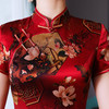 上海旗袍厂TZRY-21007新款真丝复古长款小清新短袖旗袍 商品缩略图3