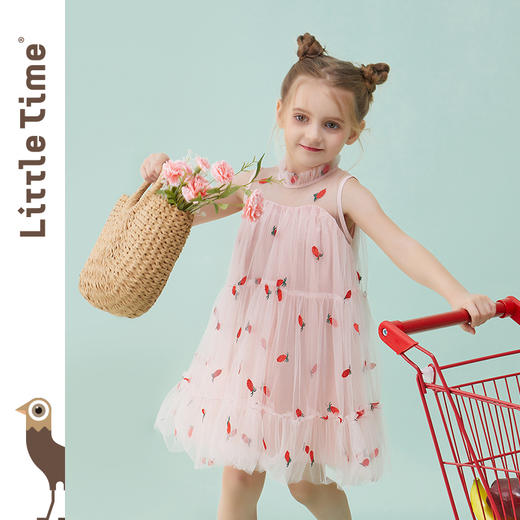 littletime童装2020夏季新品菠萝无袖连衣裙洋气女童无袖网纱裙 商品图2
