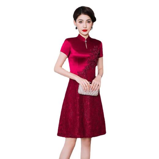 上海旗袍厂TZRY-21002品质款生产加工2021新款改良喜婆婆连衣裙喜庆质感旗袍连衣裙 商品图4