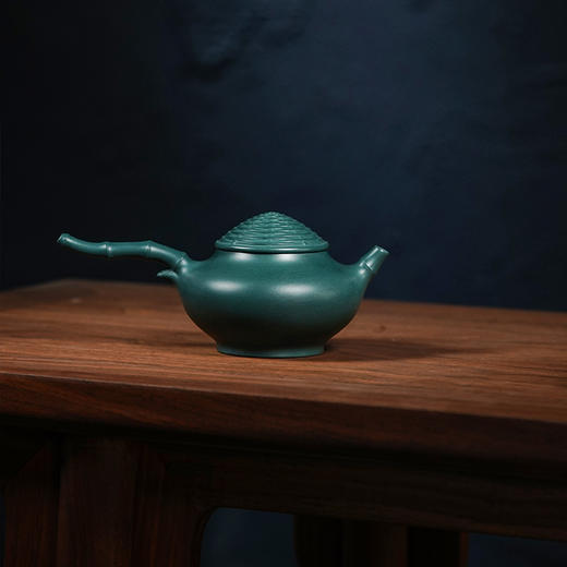 龙德堂陶艺 徐飞制《竹笠》苏门答腊青 250cc (库存请咨询客服) 商品图1