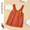 littletime童装复古南瓜色吊带裙2021春装新款花朵撞色直筒连衣裙 商品缩略图2