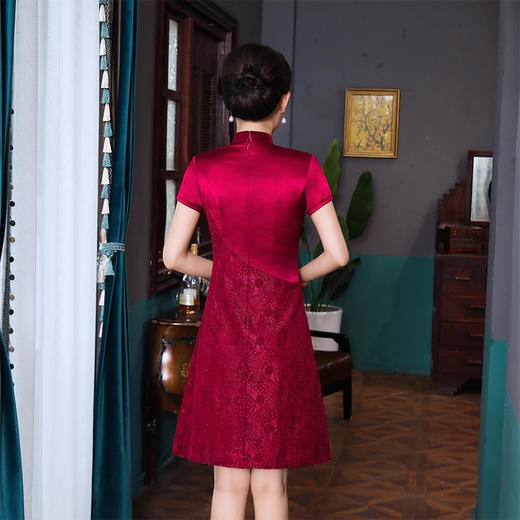 上海旗袍厂TZRY-21002品质款生产加工2021新款改良喜婆婆连衣裙喜庆质感旗袍连衣裙 商品图1