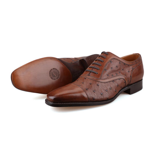 断码特价40.5码——英国原产男士三接头牛津正装鞋BRAHMS 勃拉姆斯-棕褐色鸵鸟皮/小牛皮 商品图7