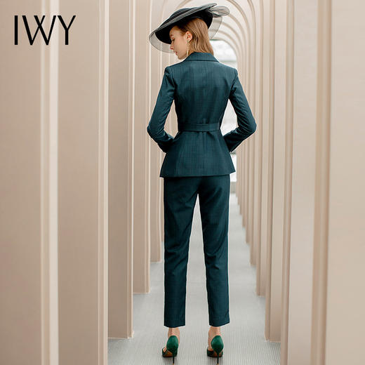 IWY/墨绿色格纹西装系带西服套装女修身显瘦收腰时尚气质女神商务正装CP1091 商品图3