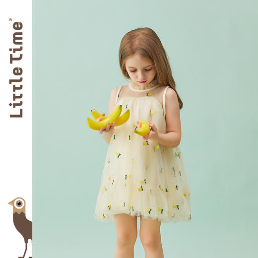 littletime童装2020夏季新品菠萝无袖连衣裙洋气女童无袖网纱裙 商品图0