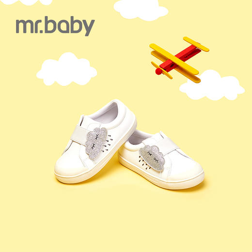 mrbaby童鞋 女童休闲鞋2021年春季新款云朵魔术贴透气 儿童板鞋女 商品图3