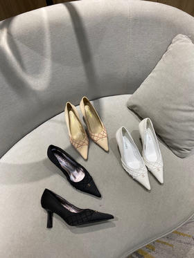 小香家 真丝手工串珠高跟鞋3色