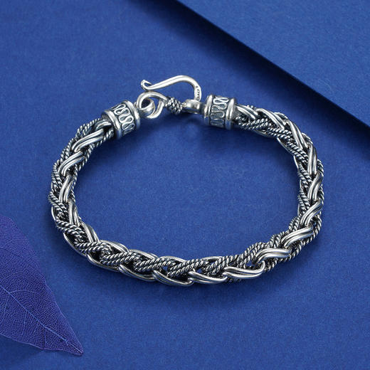 【一世双生】S925银仿古手链【YFSL001】男士2101 商品图3