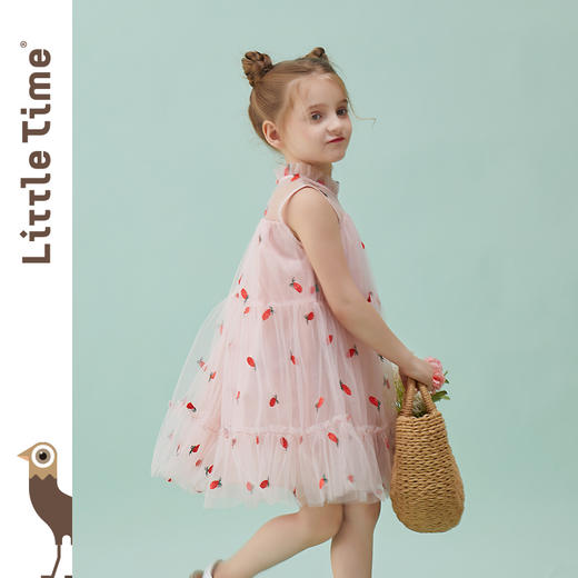littletime童装2020夏季新品菠萝无袖连衣裙洋气女童无袖网纱裙 商品图3