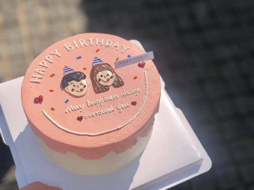 手绘少女复古奶油生日蛋糕 商品图1