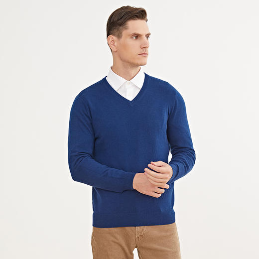METTE羊绒世家早春新品男V领100%山羊绒衫青年内搭针织保暖毛衣 商品图2