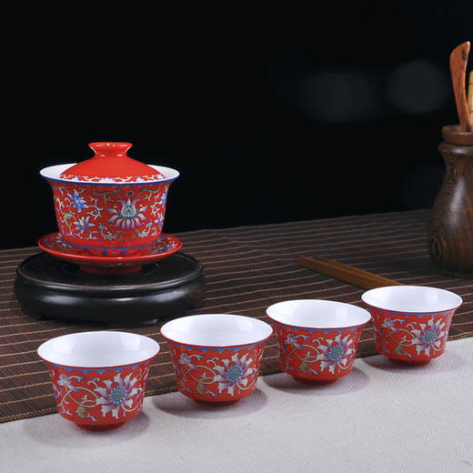 湘瓷功夫茶具《缠枝纹》红
 商品图0