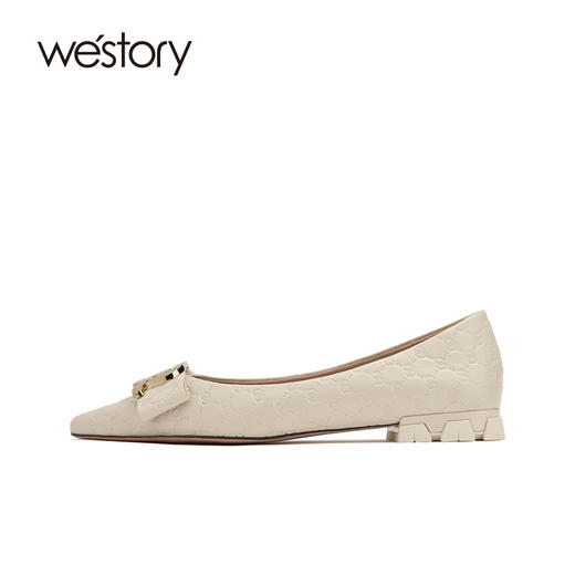 westory女鞋2021春季新款牛皮尖头一脚蹬豆豆鞋奶奶鞋W21AE52571 商品图1