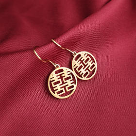 【S925银针系列】金色双喜耳坠