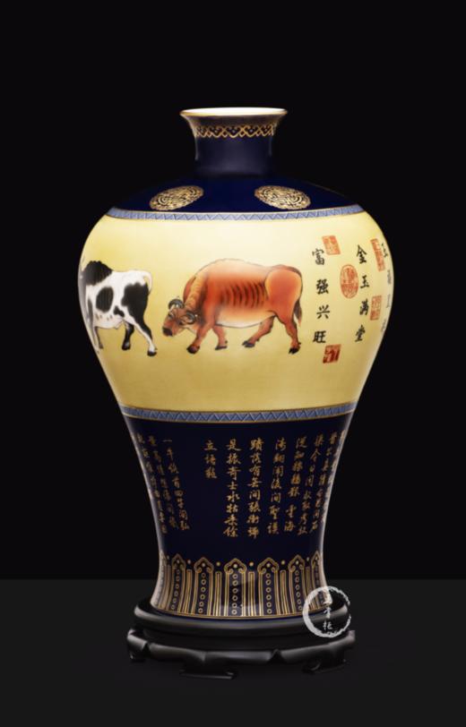 阳士琦:《五牛图》珐琅瓷 商品图0